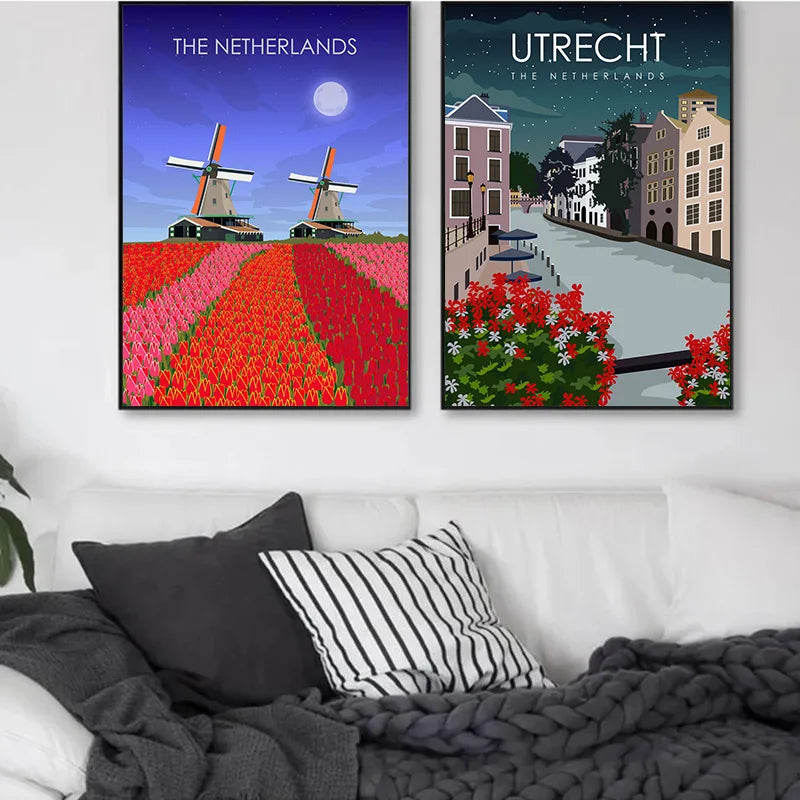 affiche de voyage art mural du caire naples et madère