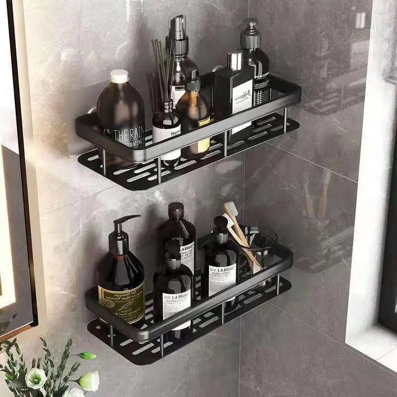 étagère d'angle murale porte-serviettes et porte-shampoing sans perçage
