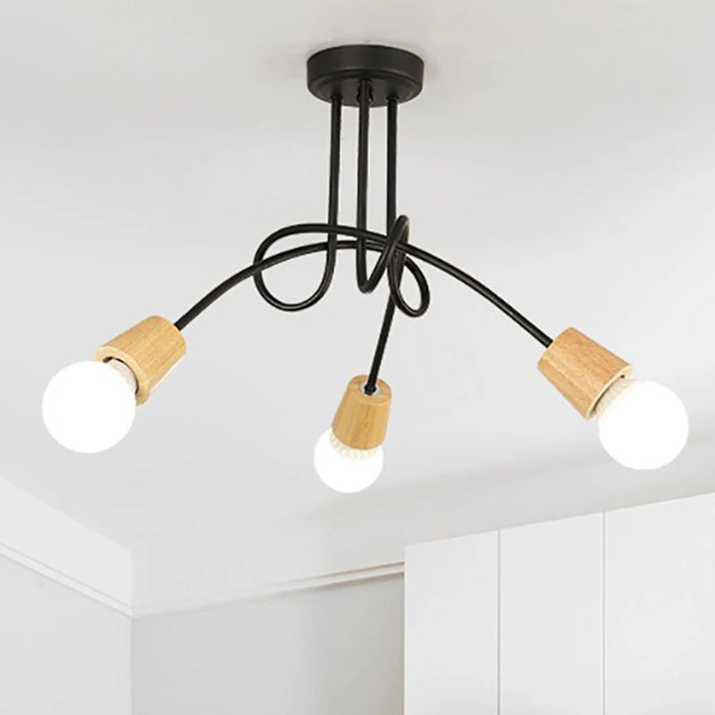 lustre vintage en fer avec 3/5 prises éclairage nordique moderne