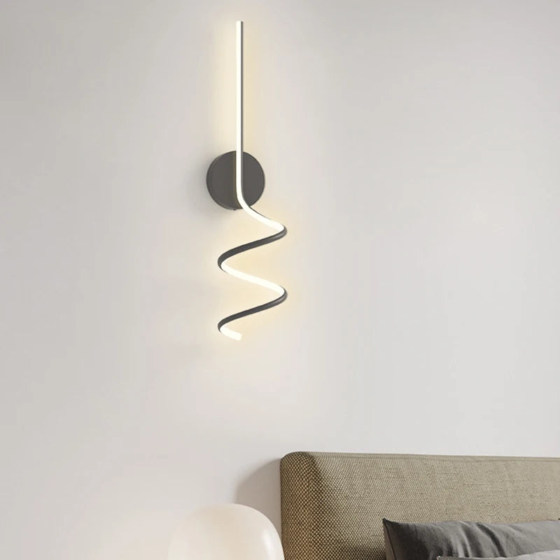 applique murale scandinave simple en spirale en aluminium et métal led