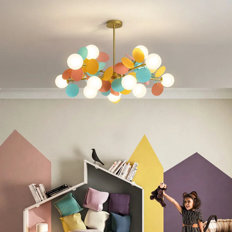 lustre led globe en verre acrylique coloré pour enfants