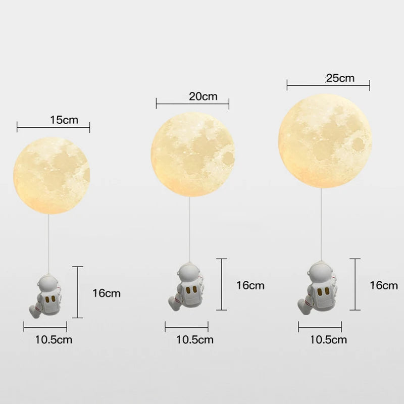 applique murale d'astronaute 3d avec lumières de lune pour enfants