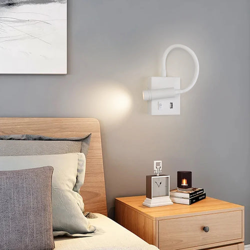 lampe de chevet murale led moderne nordique avec port usb et interrupteur