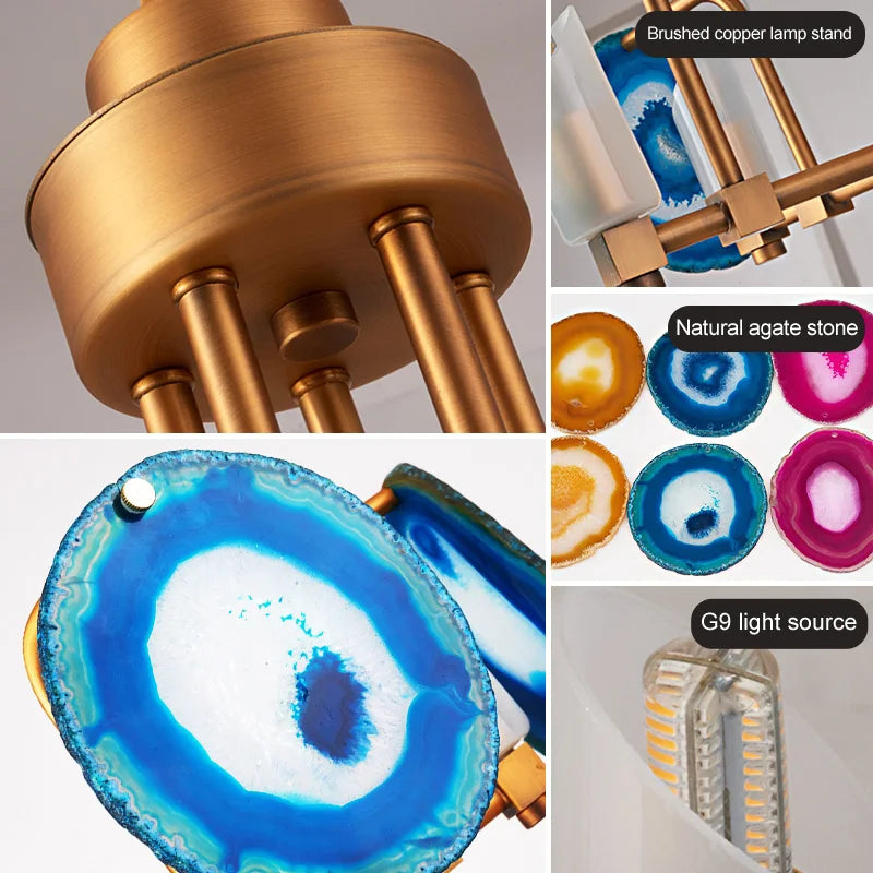 lustre nordique en agate à deux niveaux pour restaurant minimaliste