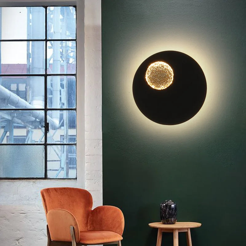Postmodern applique murale LED lune lampe blanc noir carré rond en aluminium chambre chevet applique murale escalier cuisine couloir luminaire