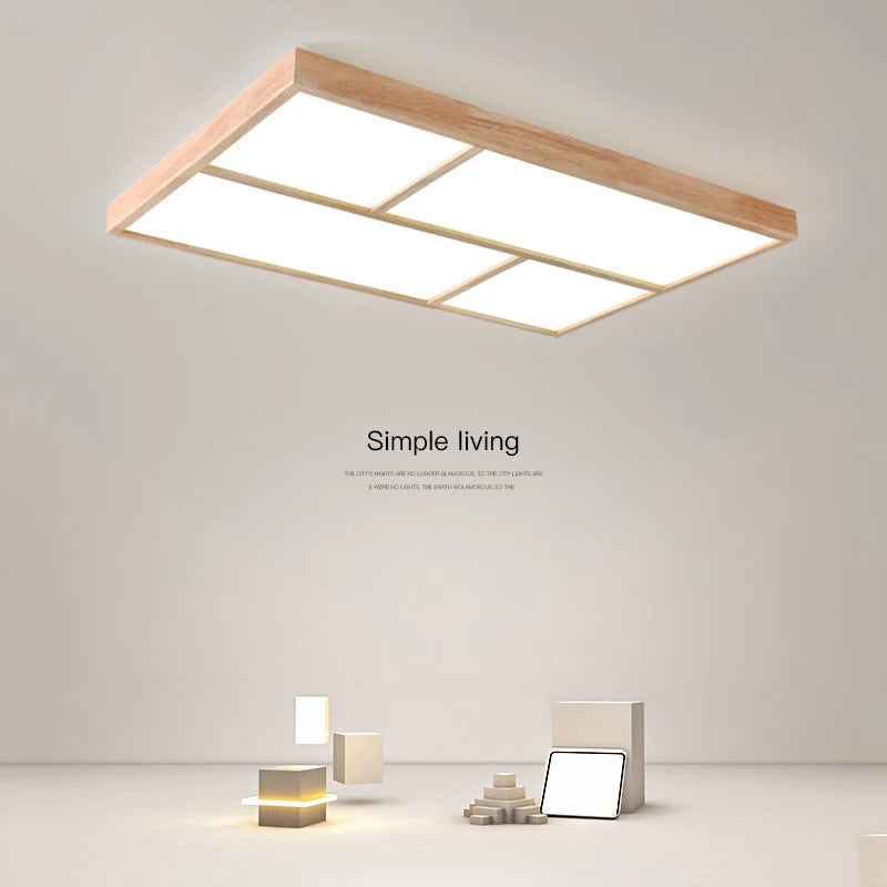 plafonnier led moderne en bois véritable pour usage intérieur