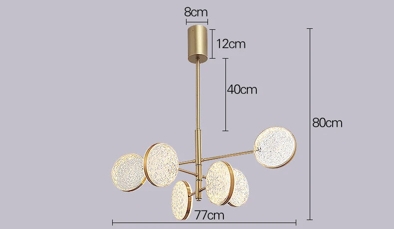 Lustre design doré à branches et lampes Luxury