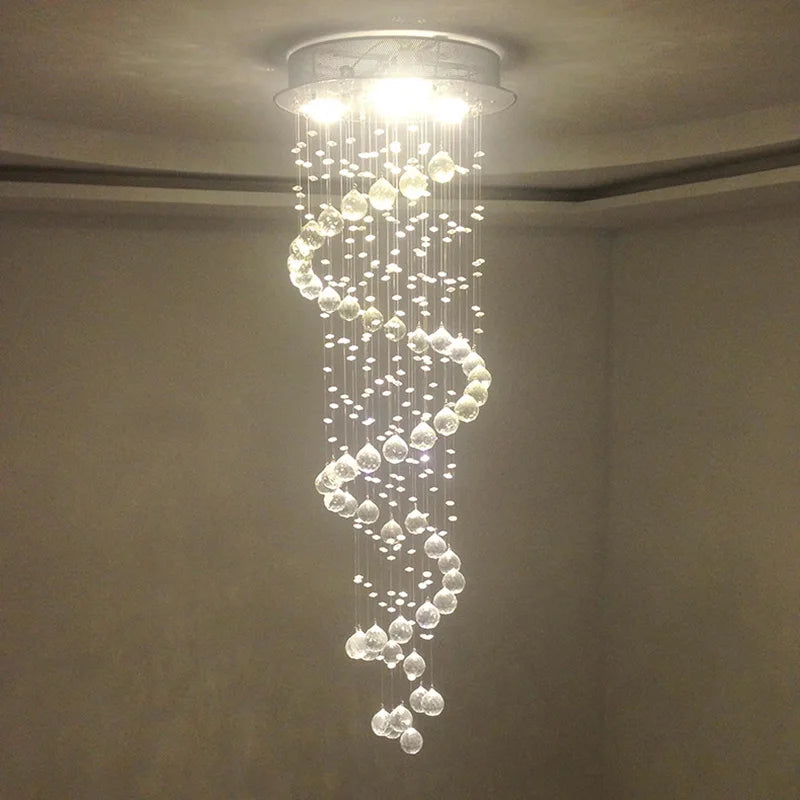 lustre moderne en cristal design spiralé pour éclairage décoratif