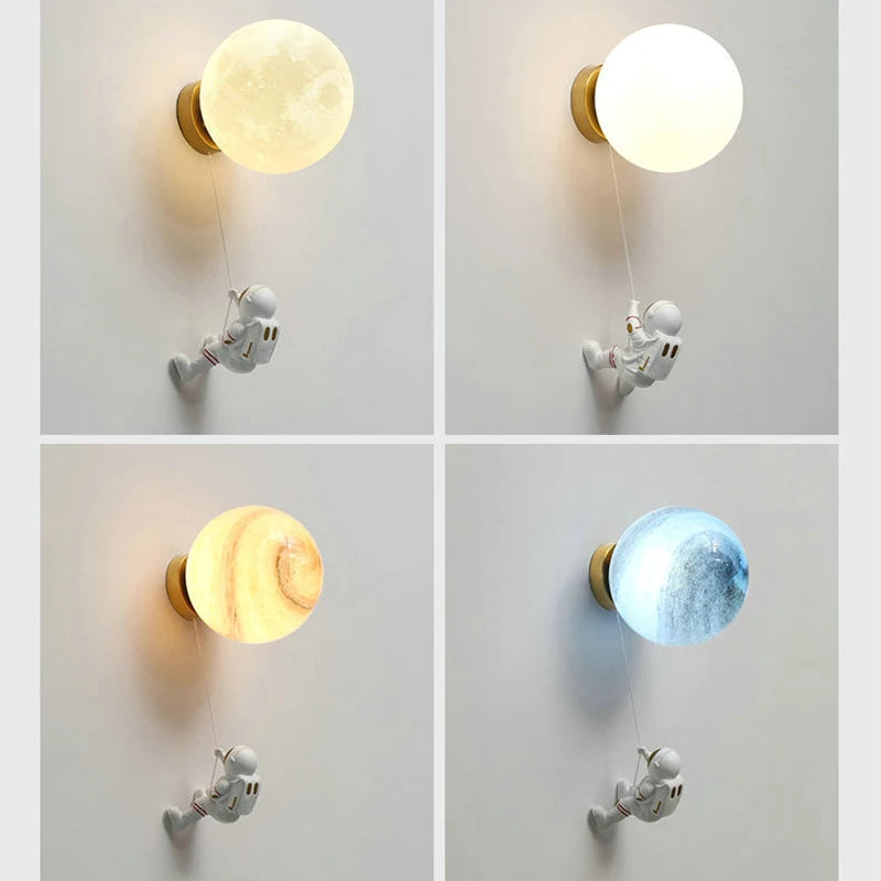 applique murale d'astronaute 3d avec lumières de lune pour enfants