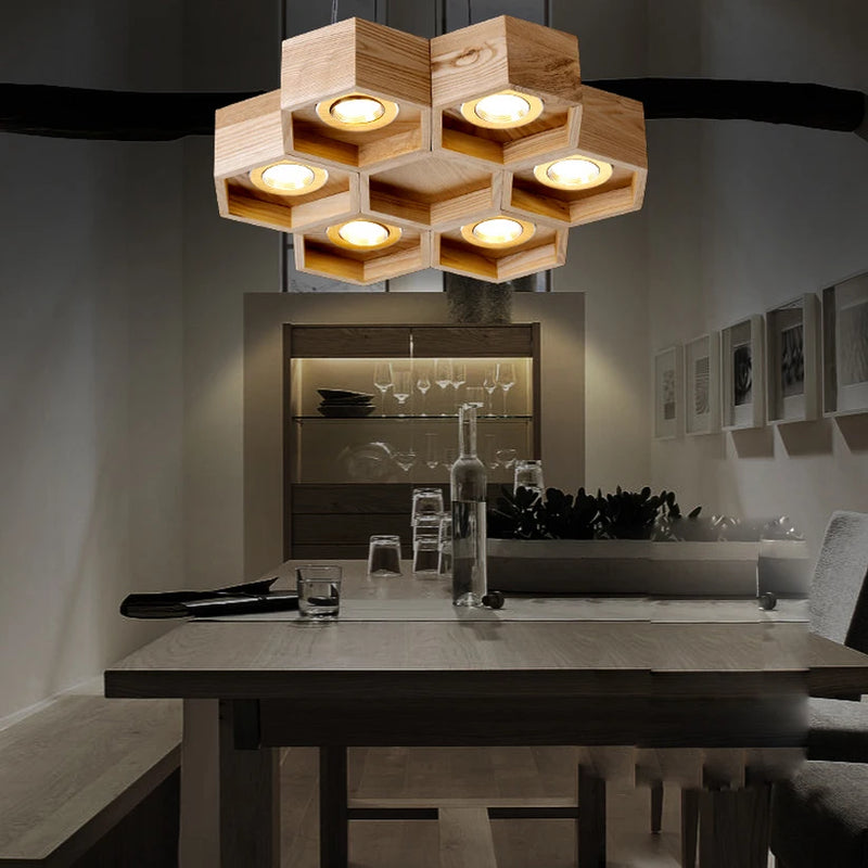 suspension en bois acrylique design nid dabeille pour intérieur