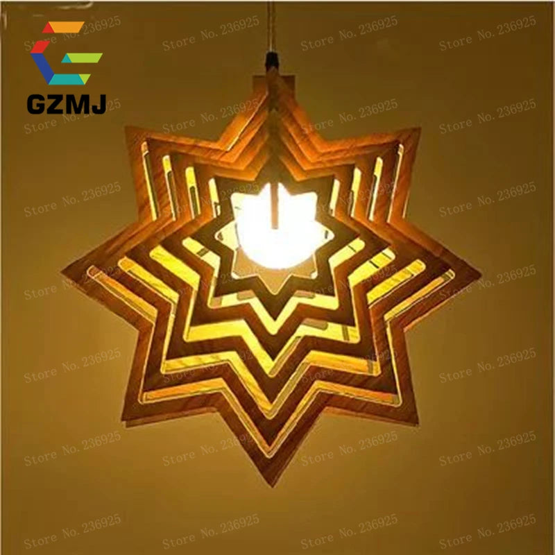 suspension en bois rétro vintage style américain led pour loft