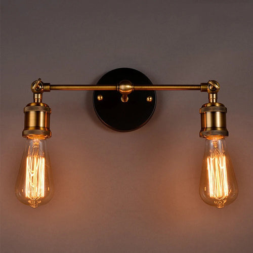 applique murale Double tête E27 Base LED lumières décoratives rétro Style classique cuivre applique murale pour chambre couloir barre