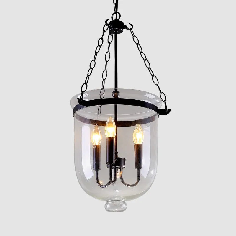 Suspension en verre transparent de couleur noir/rouille