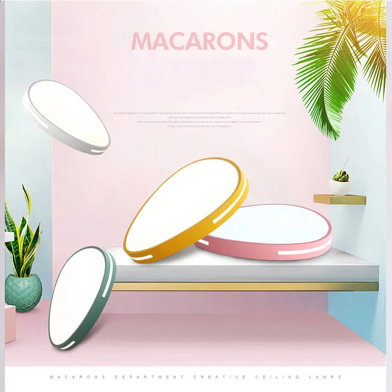 plafonnier macaron ultra-mince avec lumière réglable et led intégrée