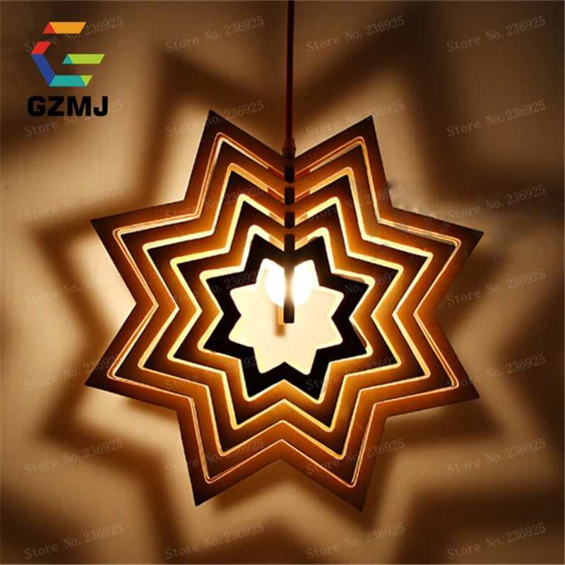 suspension en bois rétro vintage style américain led pour loft