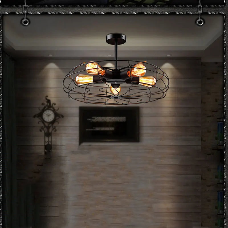 ventilateur plafonnier rétro loft suspension luminaire lustre