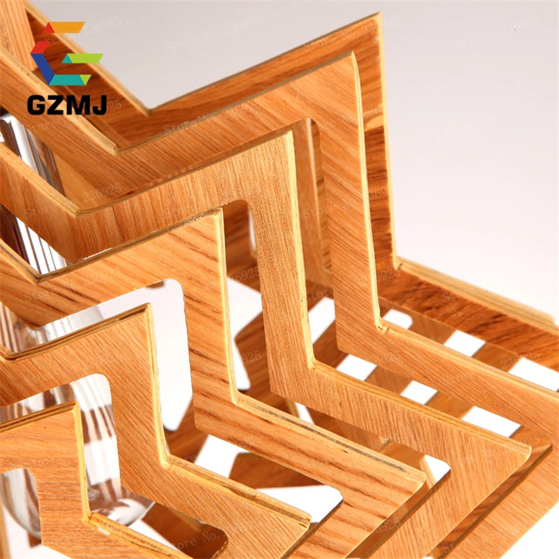 suspension en bois rétro vintage style américain led pour loft