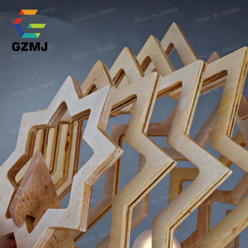 suspension en bois rétro vintage style américain led pour loft