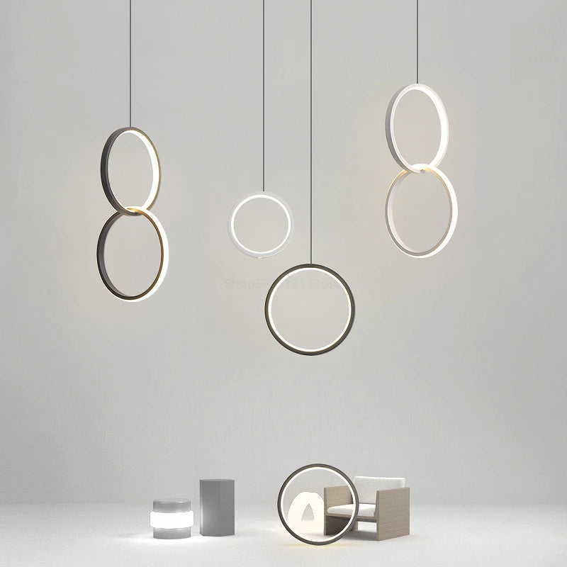 suspension led moderne en forme d'anneau pour décoration maison