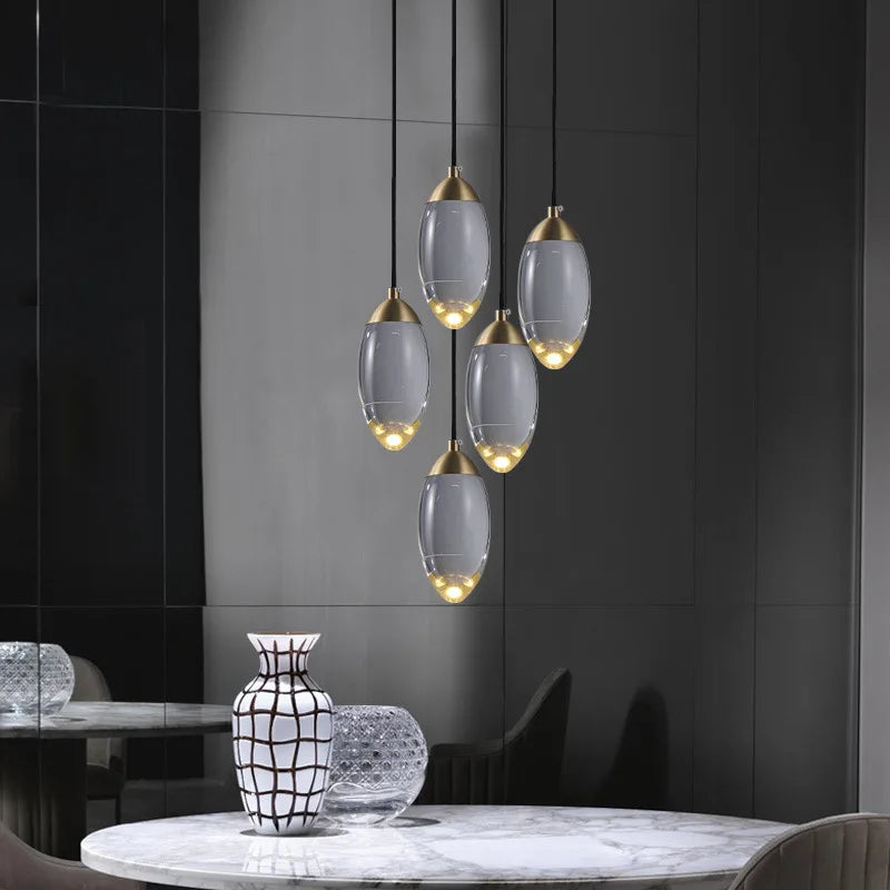 lampe de luxe en cristal k9 cuivre lustre créatif minimaliste