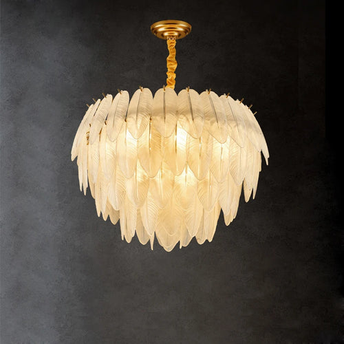 LED moderne verre blanc plume d'oie or argent Lustre éclairage Lustre lampes suspendues Suspension Luminaire Lampen pour Foyer