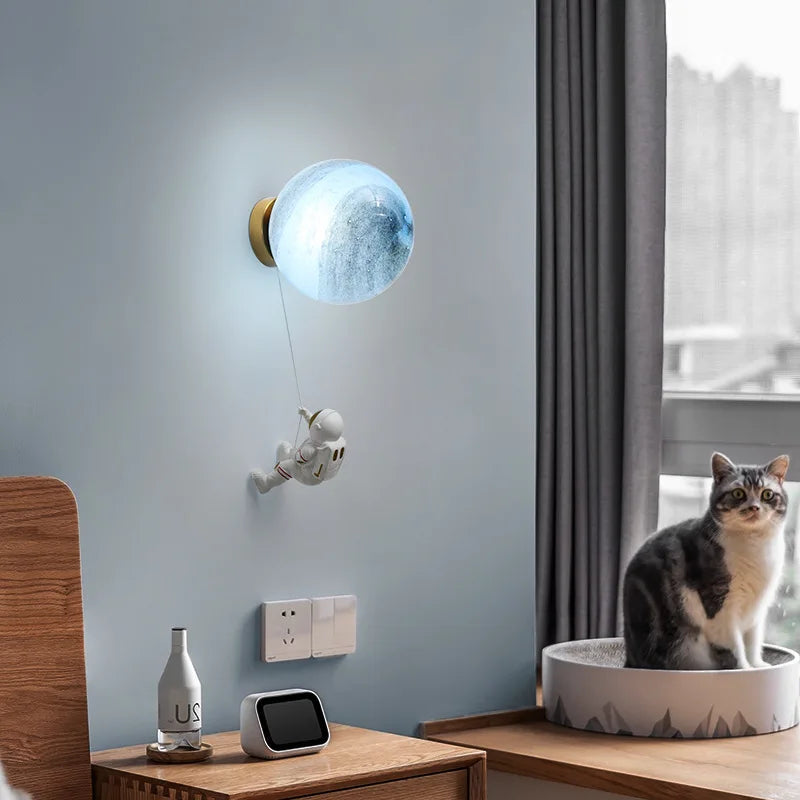 applique murale d'astronaute 3d avec lumières de lune pour enfants