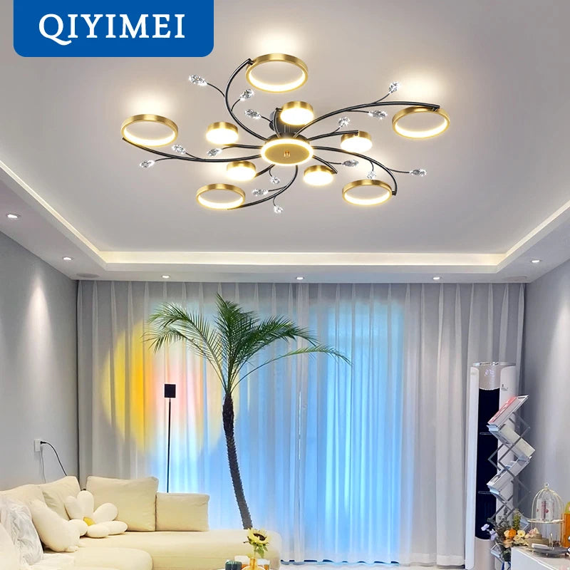 lustre led moderne en cristal pour éclairage intérieur