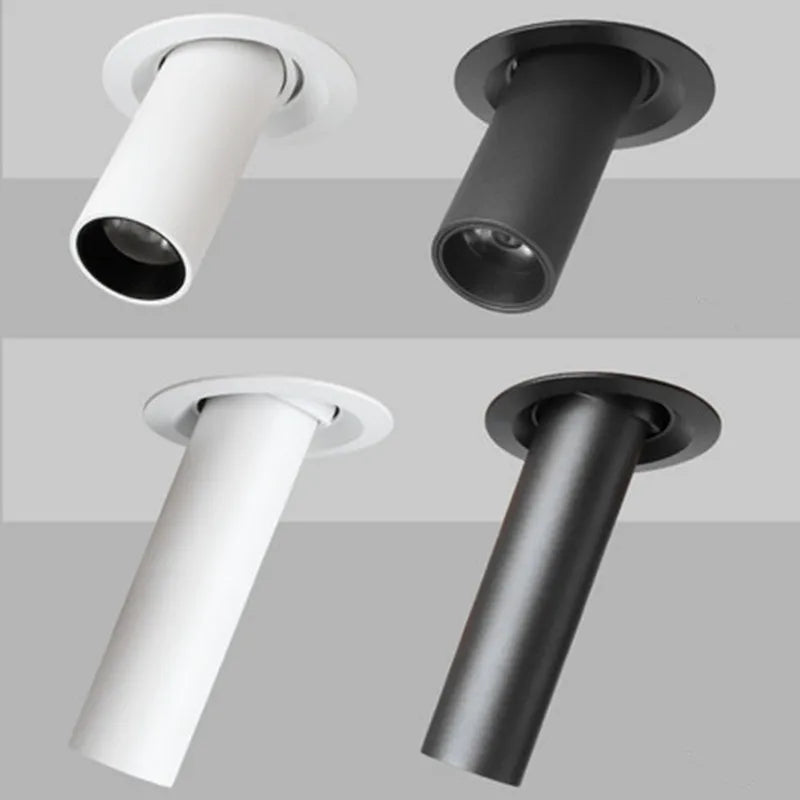 Spot de Plafond Tube Long noir/blanc encastré Led point lampe Angle rotatif 12w