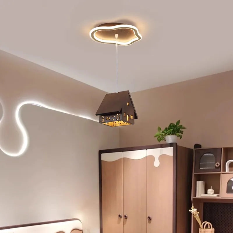 suspension moderne en bois pour décoration créative chambre enfant