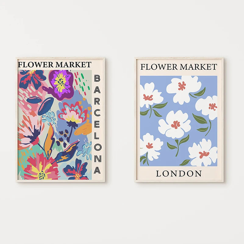 affiche abstraite de fleurs pour décoration murale nordique