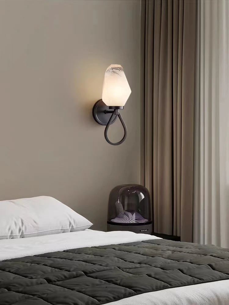 applique murale moderne en cuivre avec verre blanc pour allée