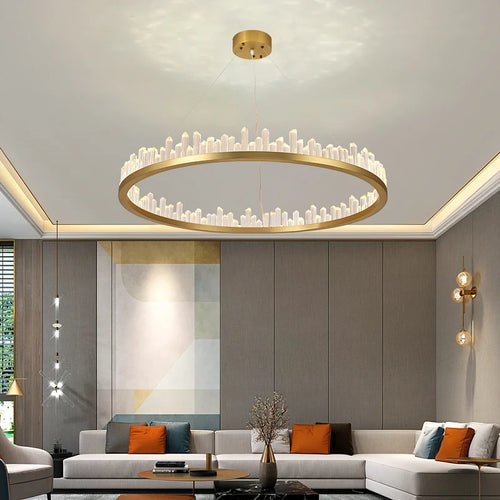 2024 Modern LED Pendant Lamp for Dining  Bedroom Study room Round Crystal Colorful Home product Decoration Fixtures Light