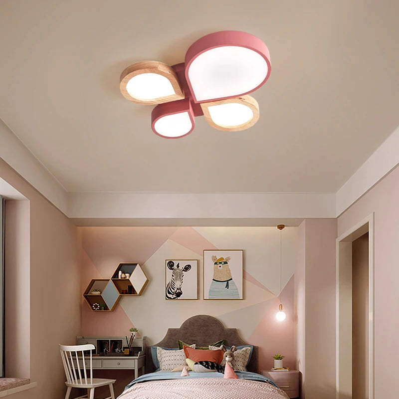 lustre nordique romantique en bois art créatif led moderne