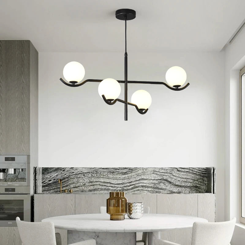 lustre design moderne en verre avec structure métallique