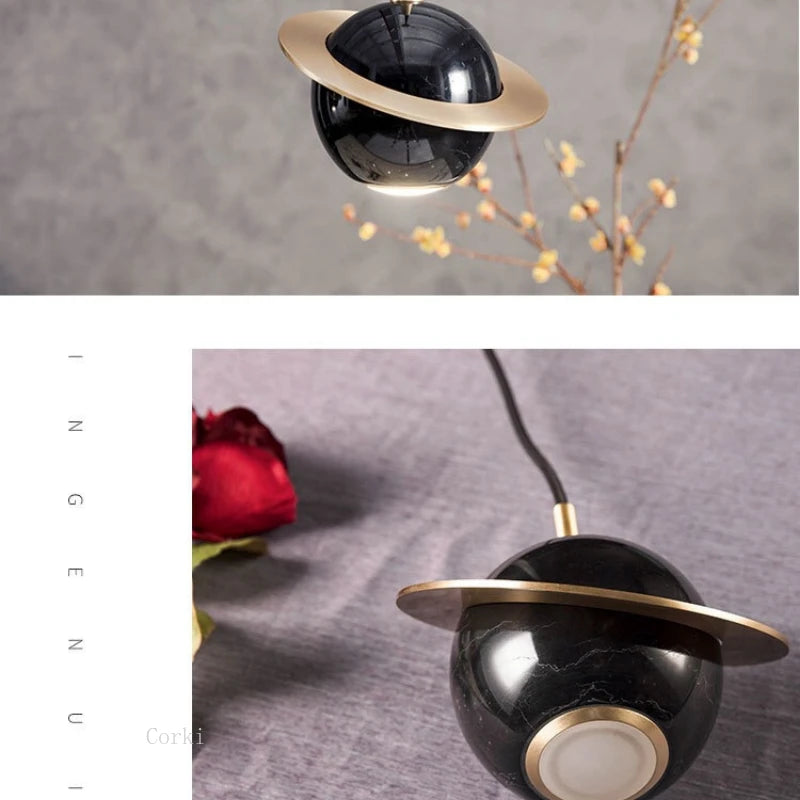 Suspension led marbre design moderne