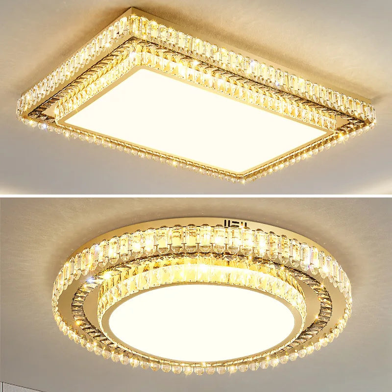 lustre de luxe moderne en verre de cristal led rond