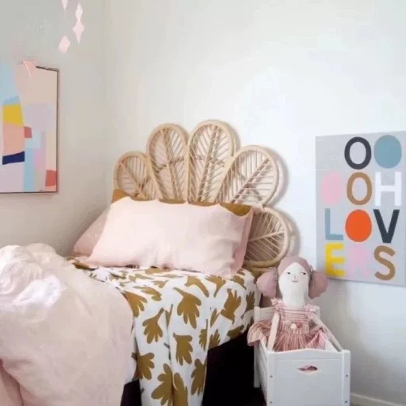 tête de lit en rotin nordique pour lit double décor créatif et élégant