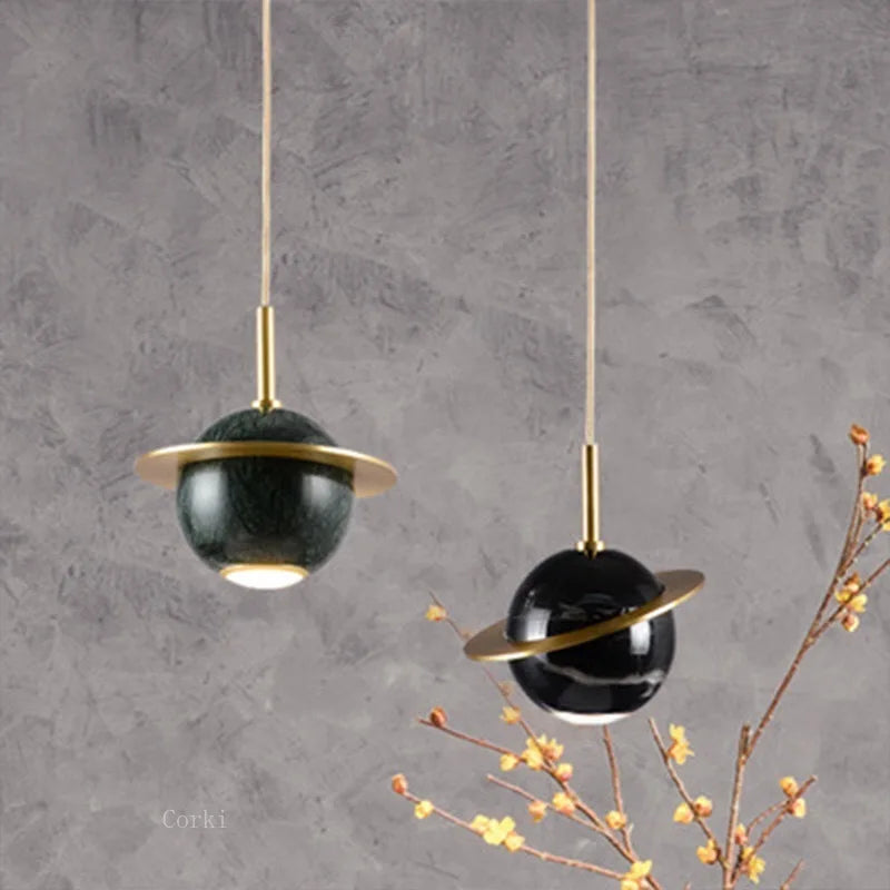 Suspension led marbre design moderne