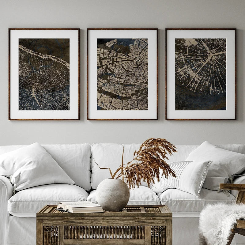 affiches abstraites sur les anneaux des arbres décoration murale artistique