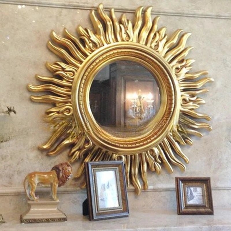 miroir décoratif mural sun apolo art designs or argent
