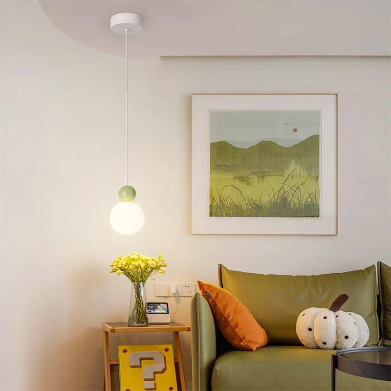 lustre nordique led suspension boule blanche lait luminaire