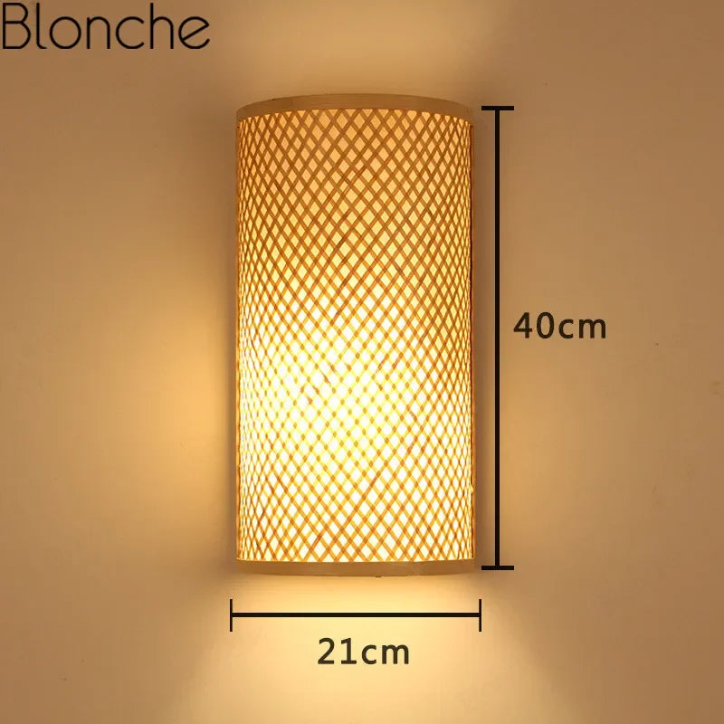 Appliques murales traditionnelles en bambou applique murale rétro pour chambre couloir hôtel Restaurant décor luminaires Luminaire tissé à la main