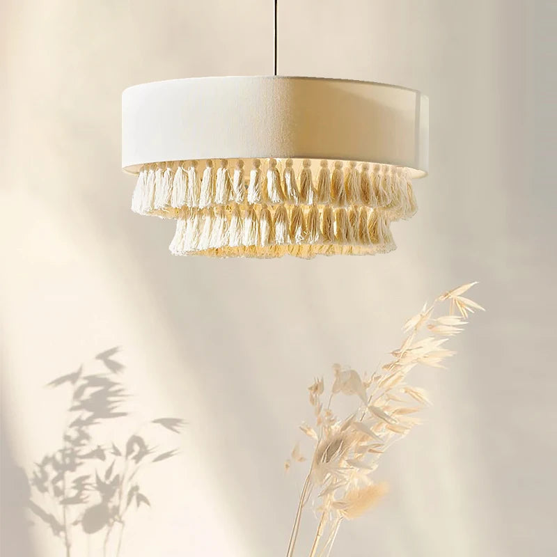 lustre en tissu style bohème wabi sabi mode japonaise