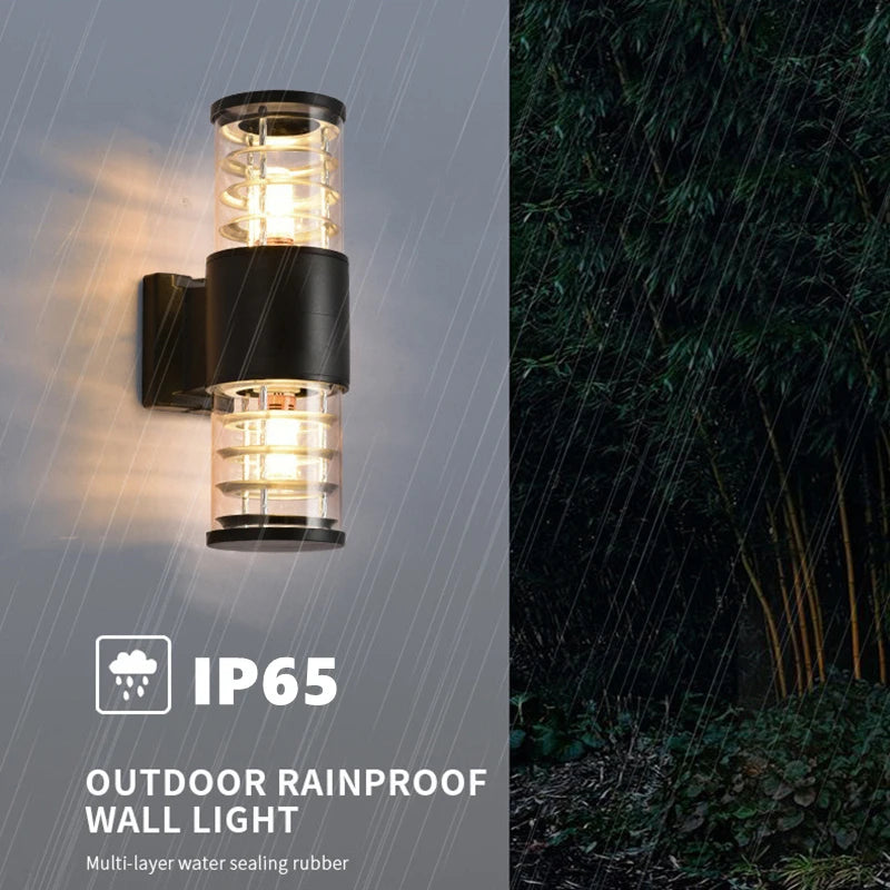 E27 LED applique extérieure capteur haut vers le bas verre aluminium étanche jardin lumière couloir rue extérieur applique murale 110V 220V