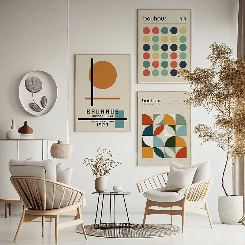 affiches géométriques bauhaus art mural abstrait minimaliste