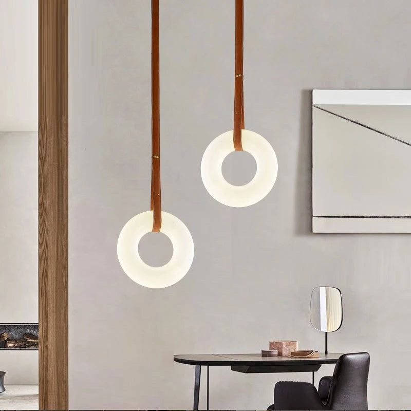 lustre led en cuivre et marbre naturel luxueux minimaliste