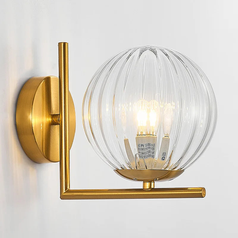 applique murale led moderne en fer avec abat-jour en verre