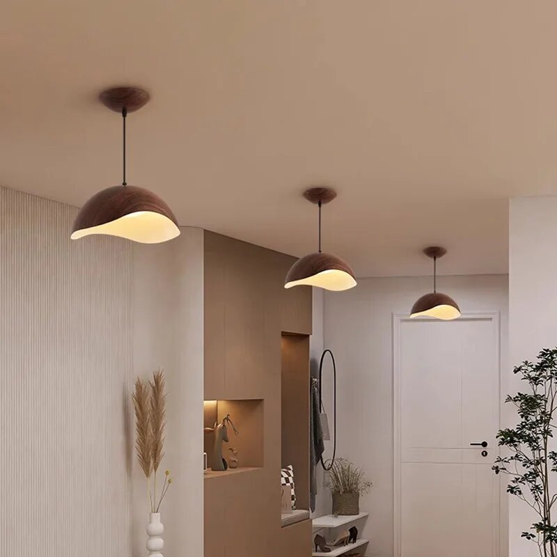 Lustre fer grain bois nordique LED salle manger bureau chevet