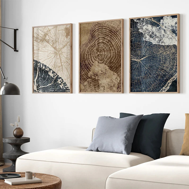affiches abstraites sur les anneaux des arbres pour décoration intérieure