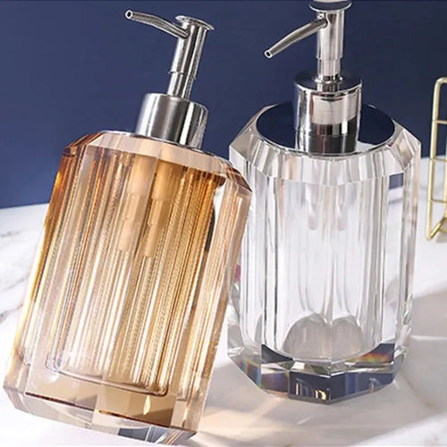 distributeur de savon liquide en cristal transparent pour salle de bain